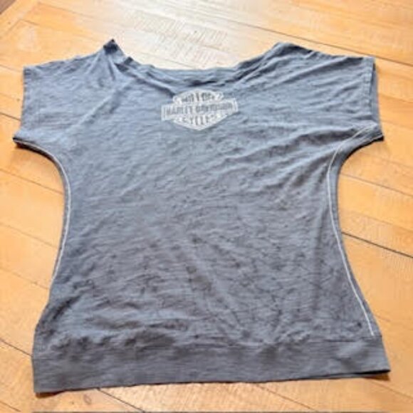 Harley-Davidson Skull Graphic Tee Black Distressed Biker Shirt Size Women's XL - Picture 6 of 13